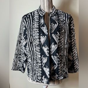 CHICO'S 1 Manipulated Masterpiece Martina Jacket Women's Black White 8/10